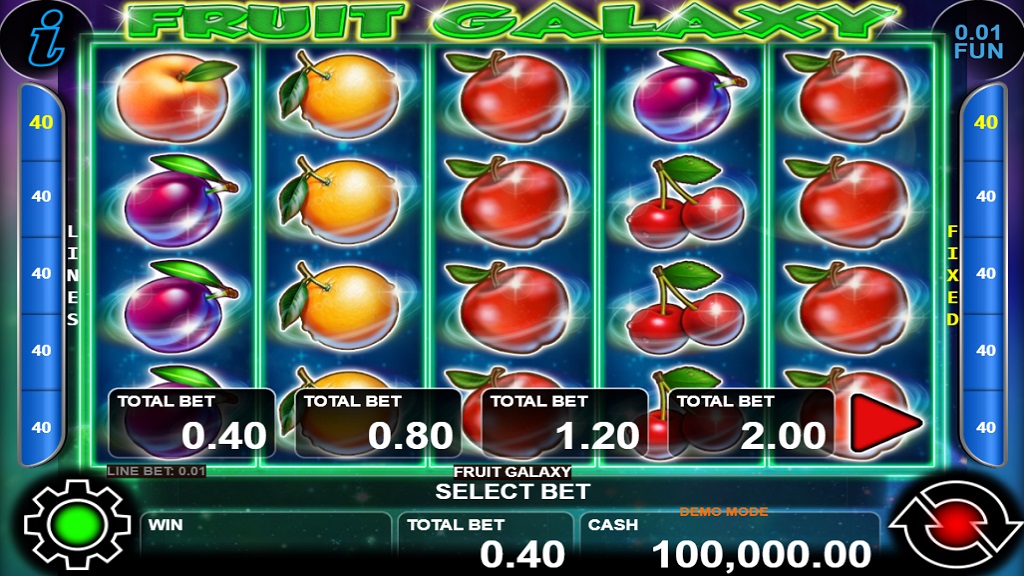 Screenshot of Fruit Galaxy slot from CT Interactive
