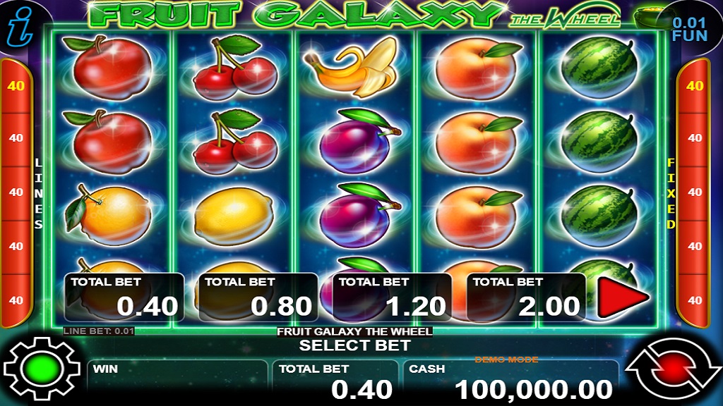 Screenshot of Fruit Galaxy the Wheel slot from CT Interactive