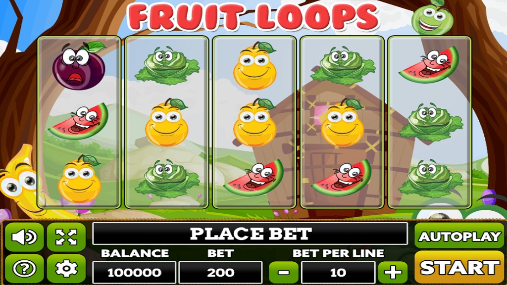 Screenshot of Fruit Loops slot from PlayPearls