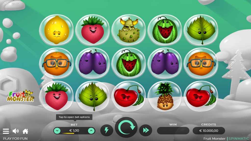 Screenshot of Fruit Monster slot from Spinmatic
