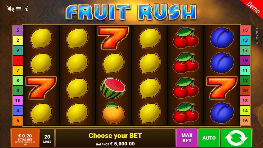 Screenshot of Fruit Rush slot from Gamomat