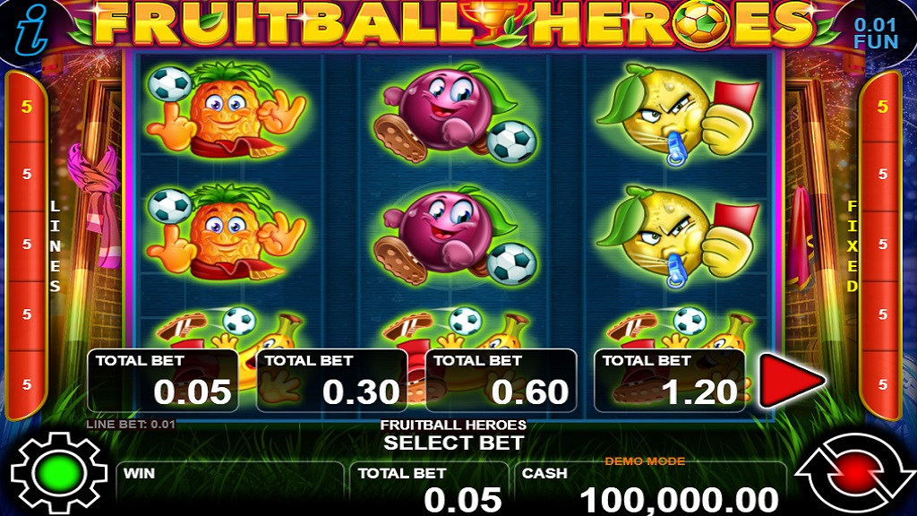 Screenshot of Fruitball Heroes slot from CT Interactive