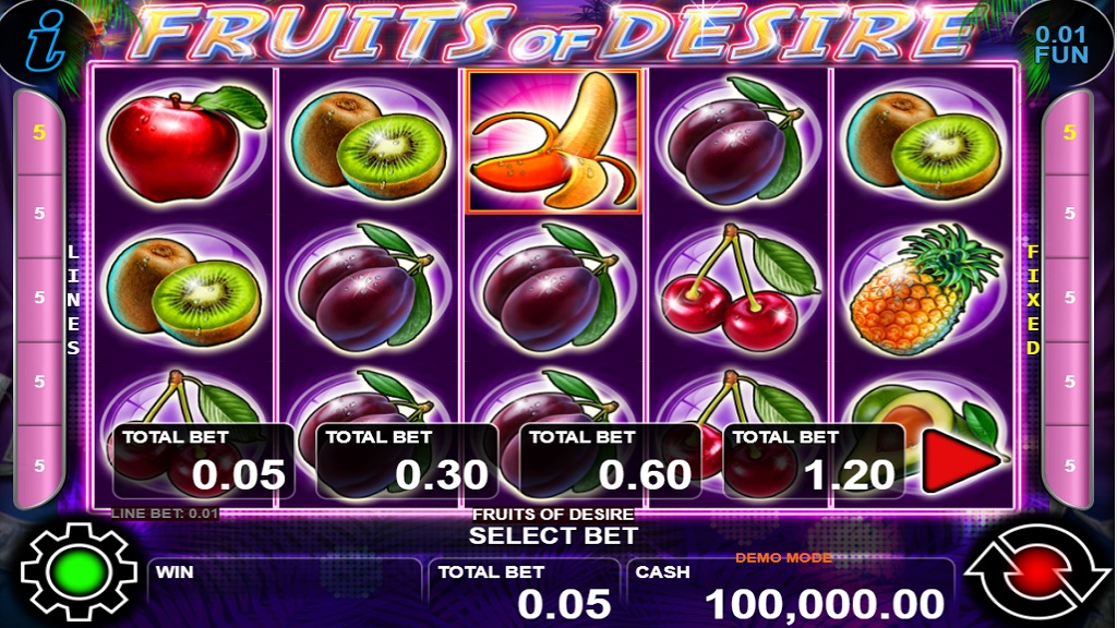 Screenshot of Fruits of Desire slot from CT Interactive