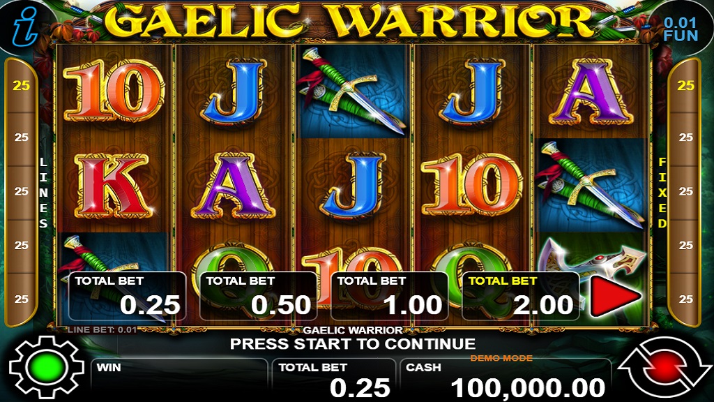 Screenshot of Gaelic Warrior slot from CT Interactive