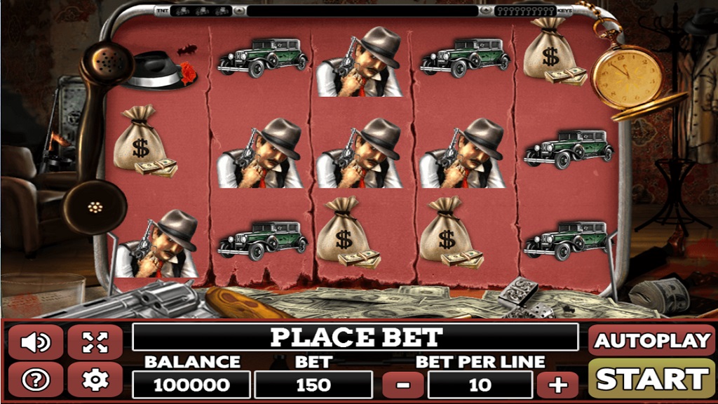 Screenshot of Gangster City slot from PlayPearls