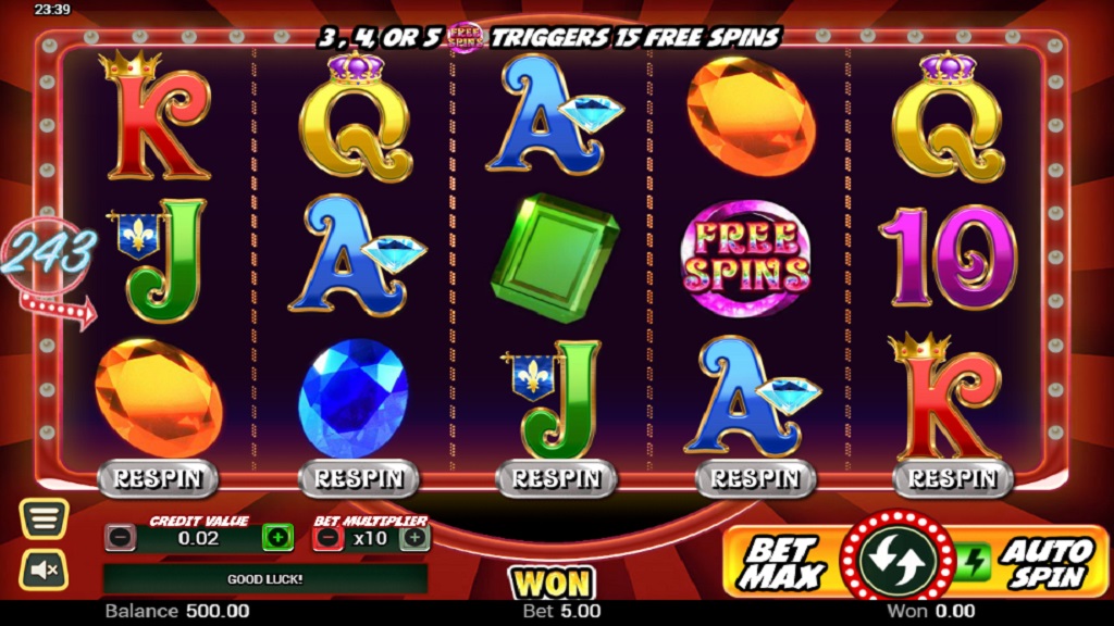 Screenshot of Gem Riches slot from Swintt