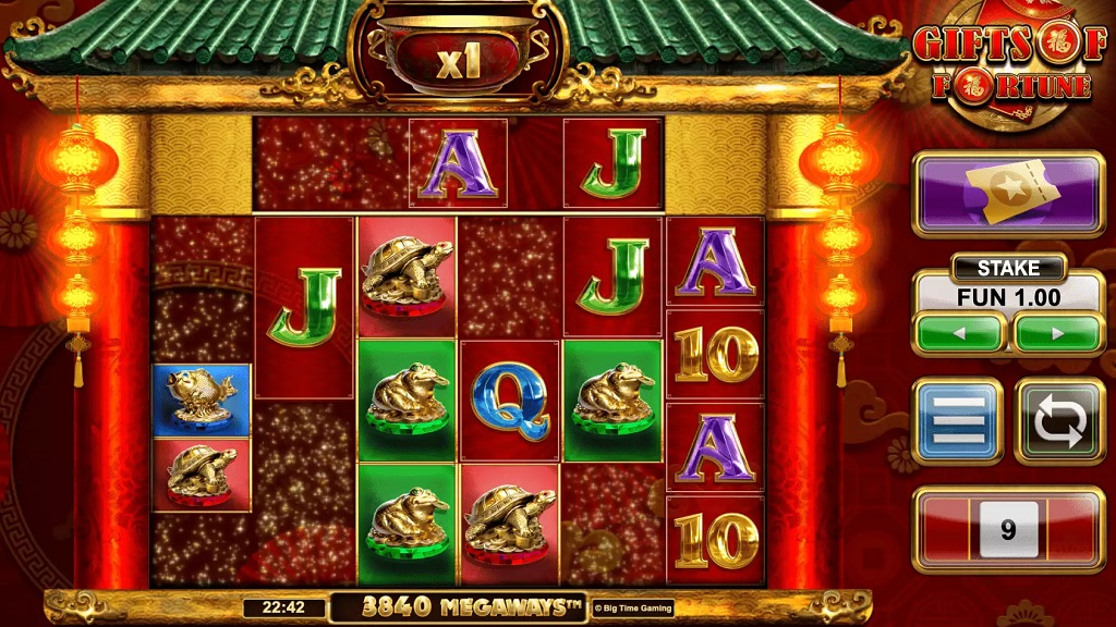 Screenshot of Gifts of Fortune Megaways slot from Big Time Gaming
