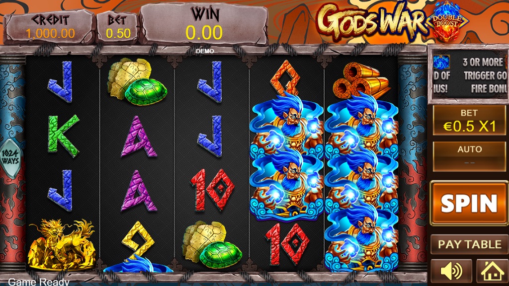 Screenshot of Gods War slot from Playstar