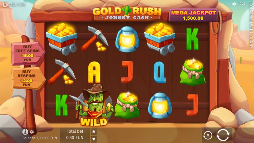 Screenshot of Gold Rush with Johnny Cash slot from BGaming