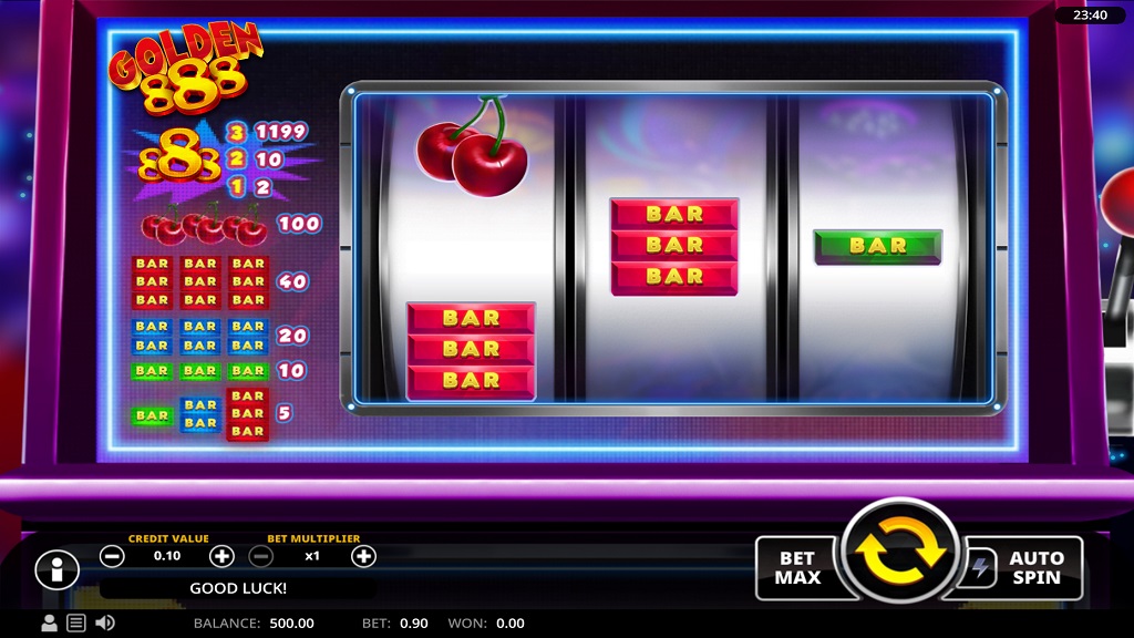 Screenshot of Golden 888 slot from Swintt