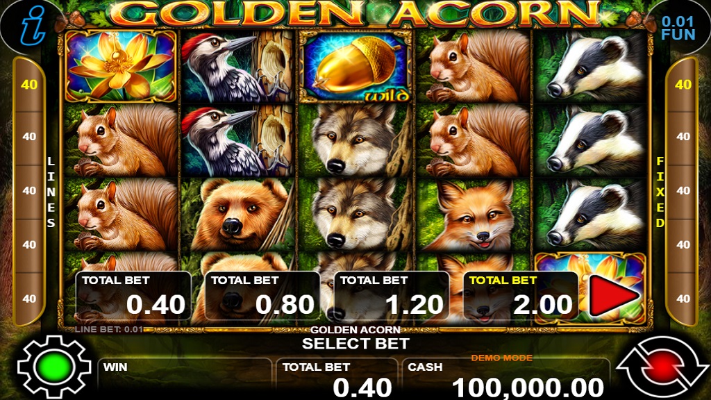 Screenshot of Golden Acorn slot from CT Interactive