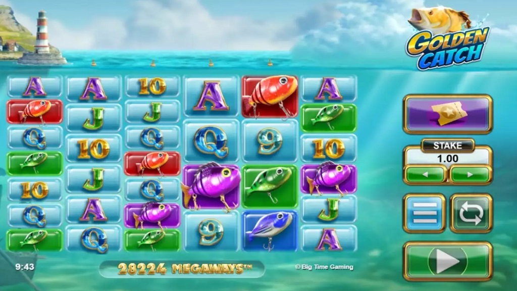 Screenshot of Golden Catch slot from Big Time Gaming