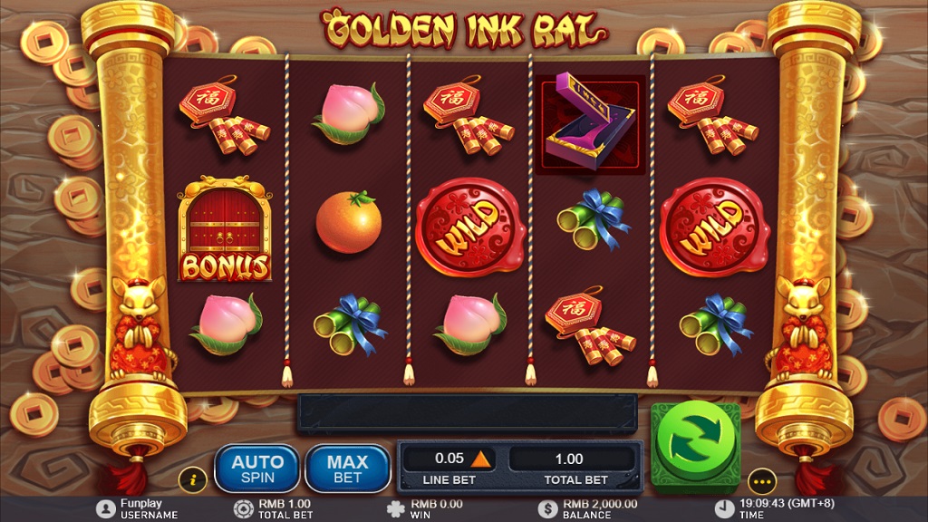 Screenshot of Golden Ink Rat slot from GamePlay