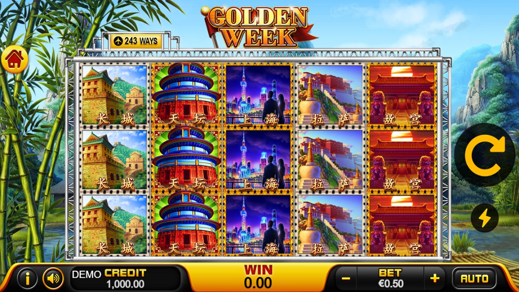 Screenshot of Golden Week slot from Playstar