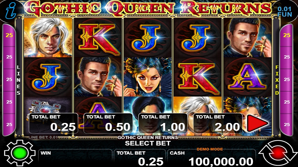 Screenshot of Gothic Queen Returns slot from CT Interactive