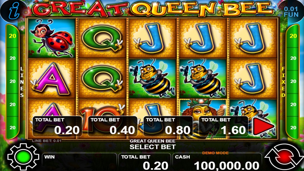 Screenshot of Great Queen Bee slot from CT Interactive