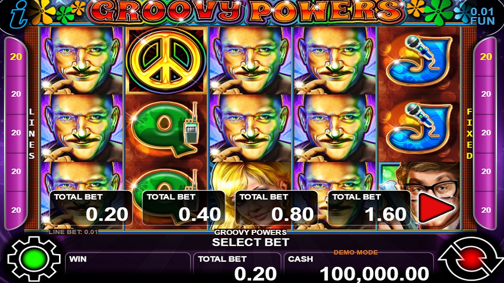Screenshot of Groovy Powers slot from CT Interactive