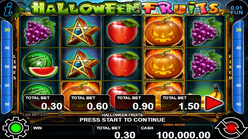 Screenshot of Halloween Fruits slot from CT Interactive