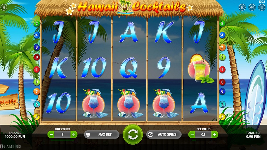 Screenshot of Hawaii Cocktails slot from BGaming