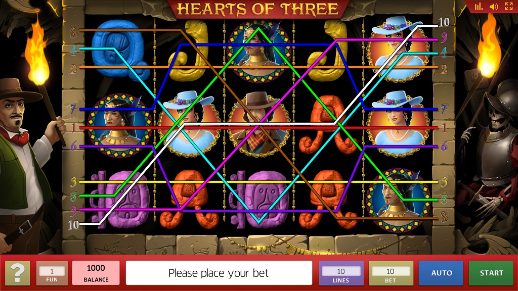 Screenshot of Hearts of Three slot from InBet