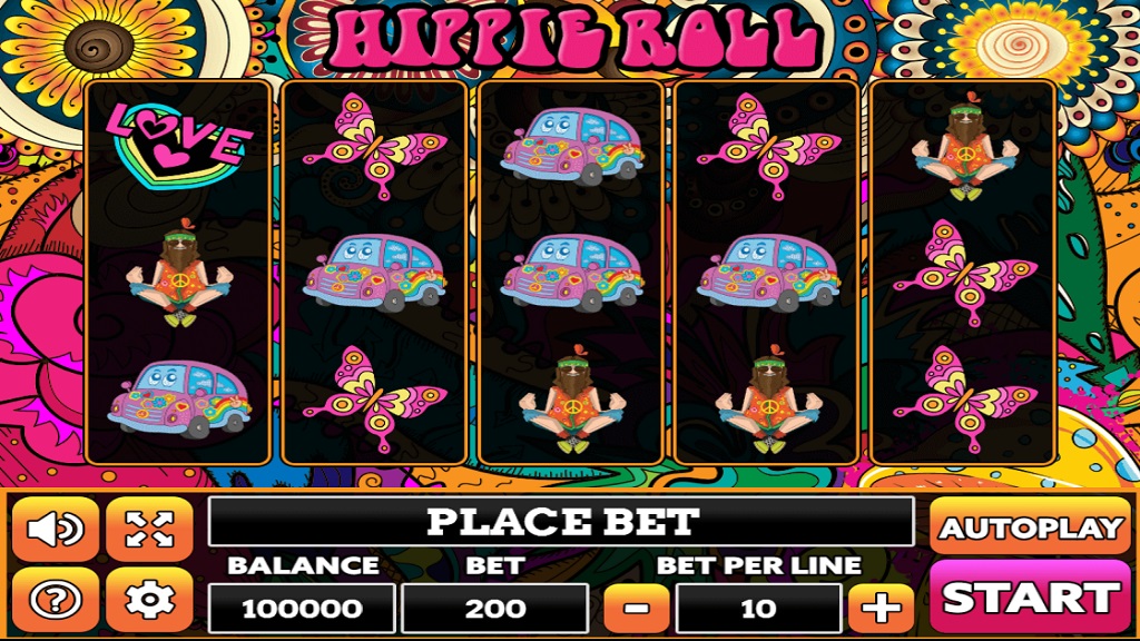 Screenshot of Hippie Roll slot from PlayPearls