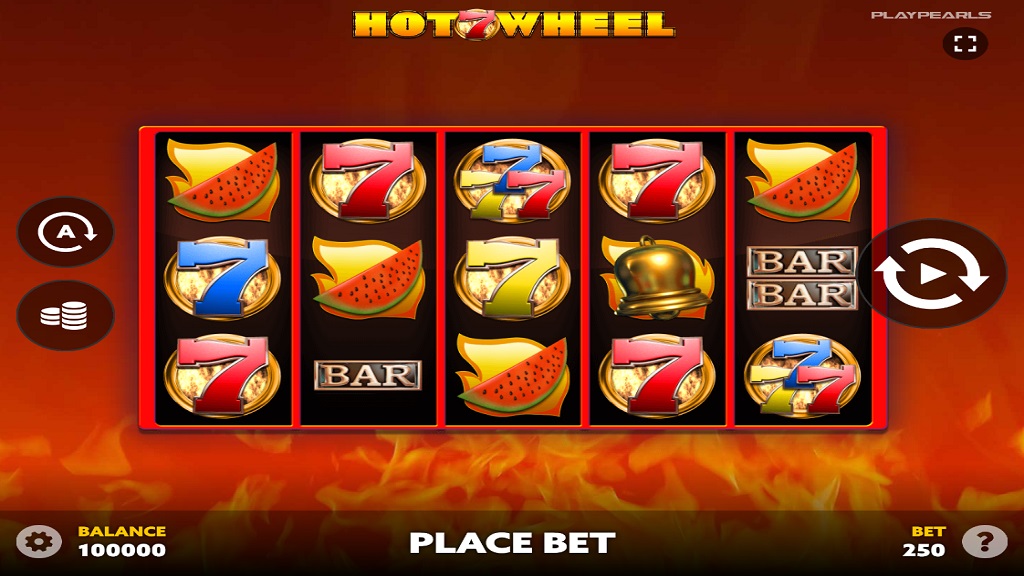Screenshot of Hot 7 Wheel slot from PlayPearls