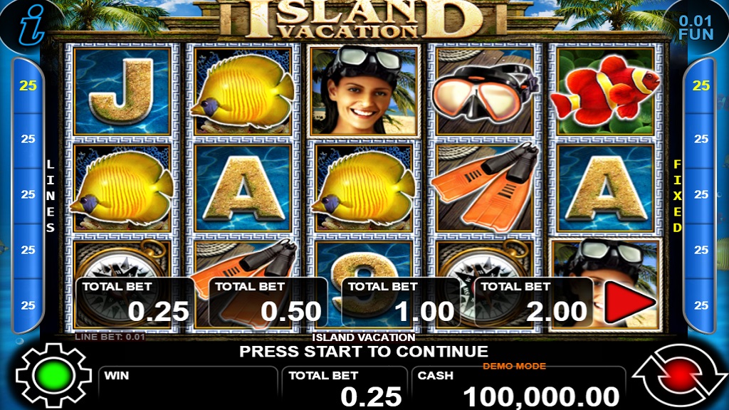 Screenshot of Island Vacation slot from CT Interactive
