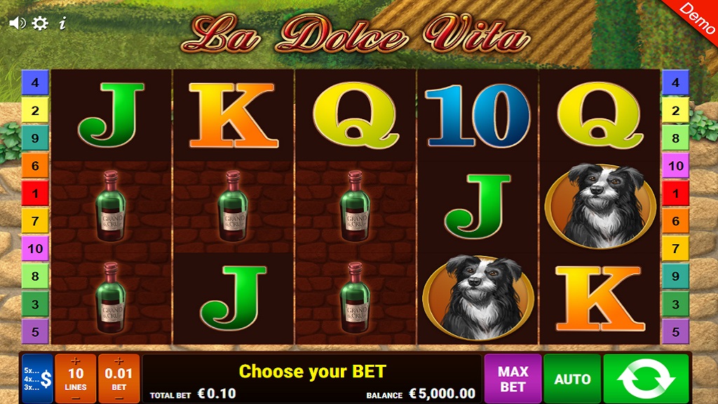 Screenshot of La Dolce Vita slot from Gamomat