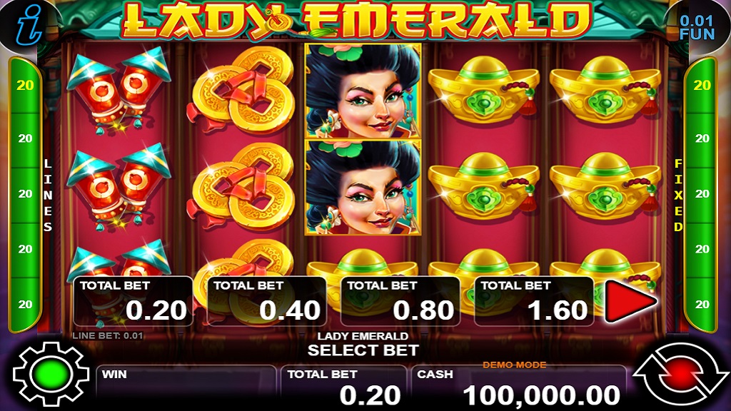Screenshot of Lady Emerald slot from CT Interactive