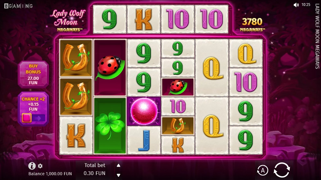 Screenshot of Lady Wolf Moon Megaways slot from BGaming