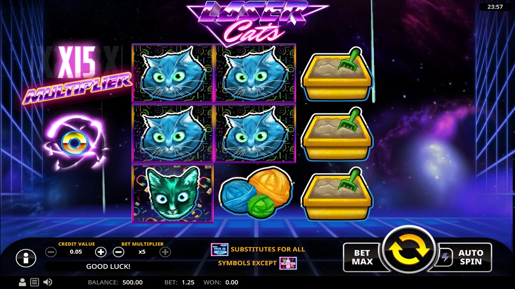 Screenshot of Laser Cats slot from Swintt