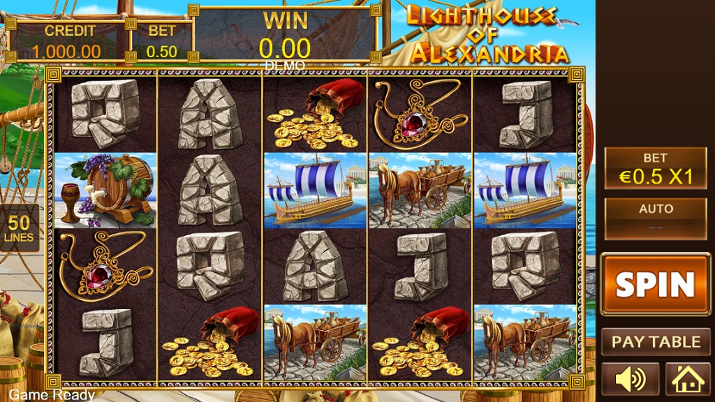 Screenshot of Lighthouse of Alexandria slot from Playstar