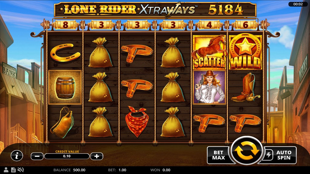 Screenshot of Lone Rider XtraWay slot from Swintt
