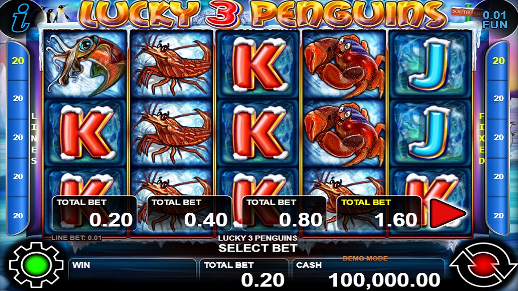 Screenshot of Lucky 3 Penguins slot from CT Interactive