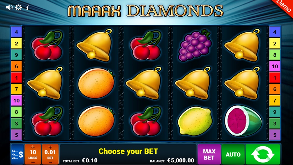 Screenshot of Maaax Diamonds slot from Gamomat