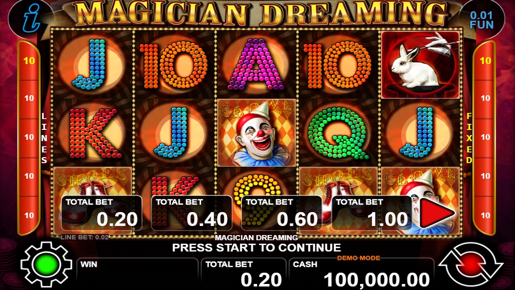 Screenshot of Magician Dreaming slot from CT Interactive
