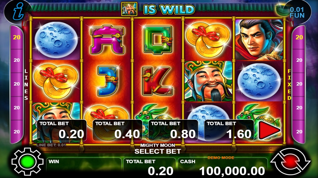 Screenshot of Mighty Moon slot from CT Interactive