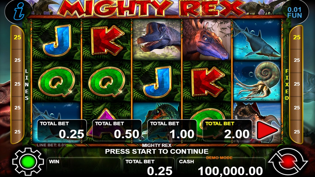 Screenshot of Mighty Rex slot from CT Interactive