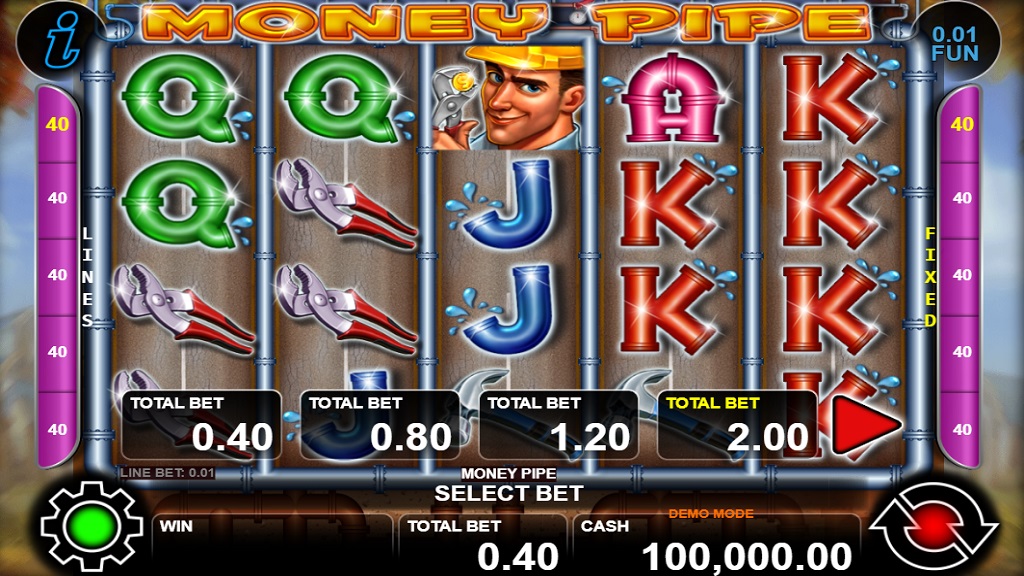 Screenshot of Money Pipe slot from CT Interactive