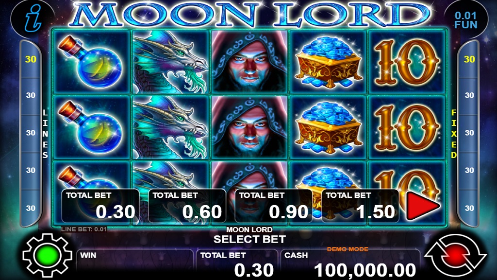 Screenshot of Moon Lord slot from CT Interactive