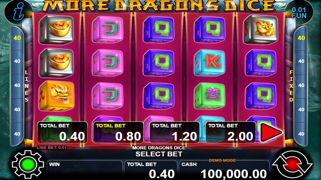Screenshot of More Dragons Dice slot from CT Interactive