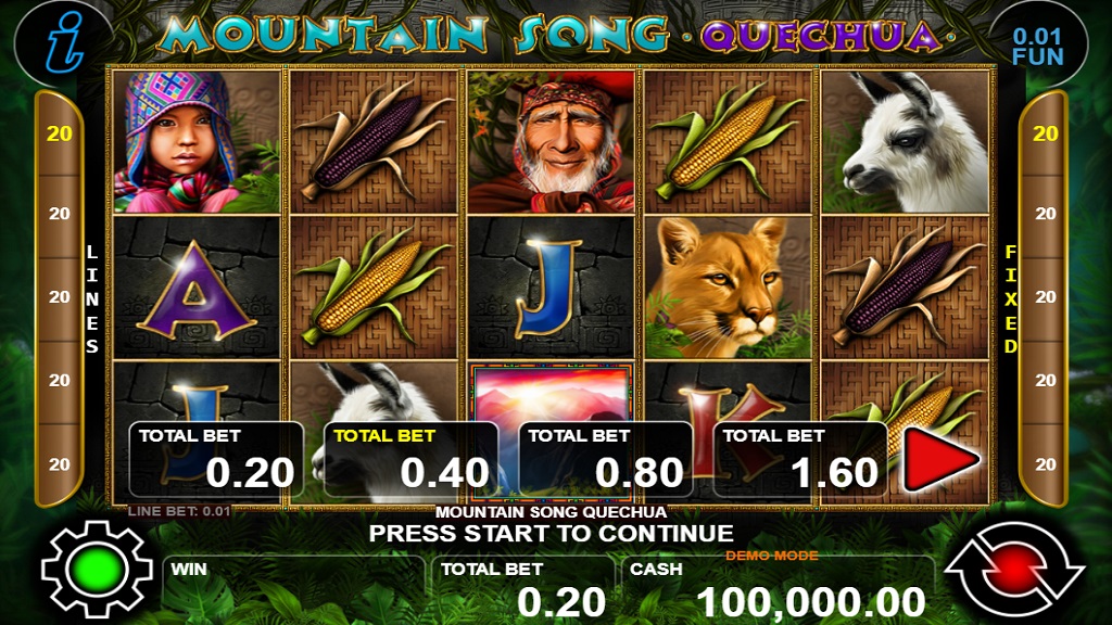 Screenshot of Mountain Song Quechua slot from CT Interactive