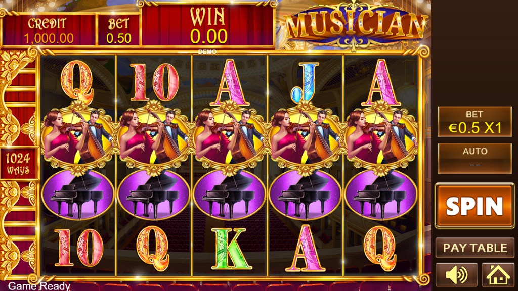 Screenshot of Musician slot from Playstar