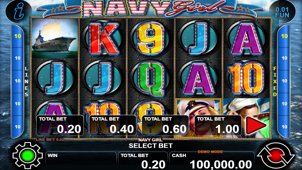 Screenshot of Navy Girl slot from CT Interactive
