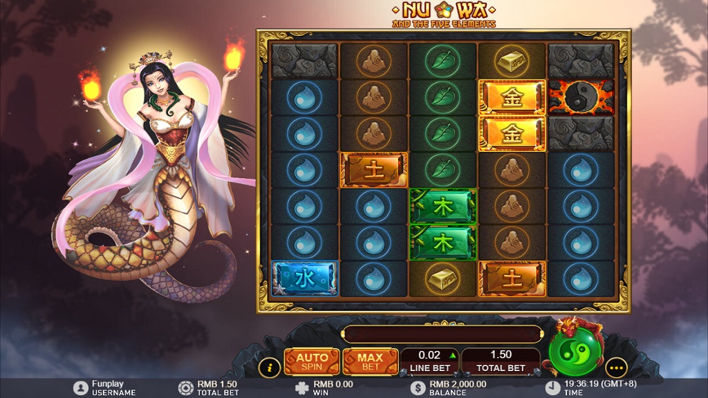 Screenshot of Nuwa and the Five Elements slot from GamePlay