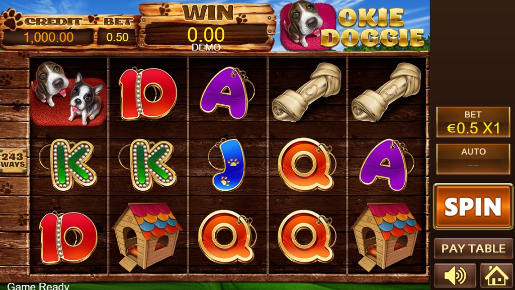 Screenshot of Okie Doggie slot from Playstar