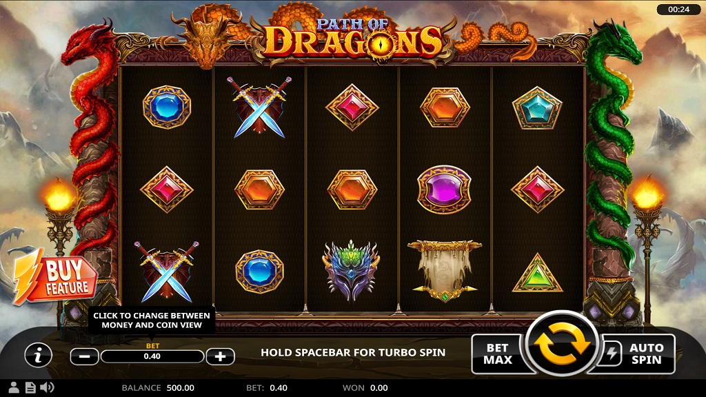 Screenshot of Path of Dragons slot from Swintt