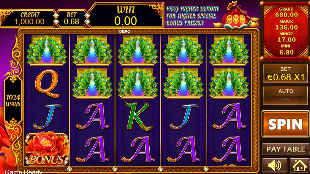 Screenshot of Peacock King 2 slot from Playstar