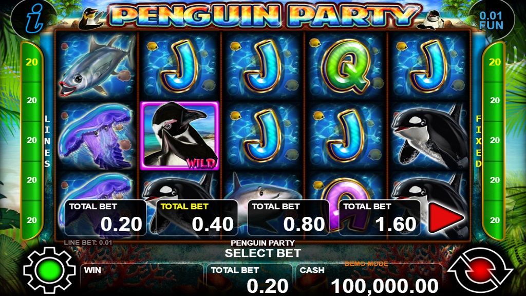 Screenshot of Penguin Party slot from CT Interactive