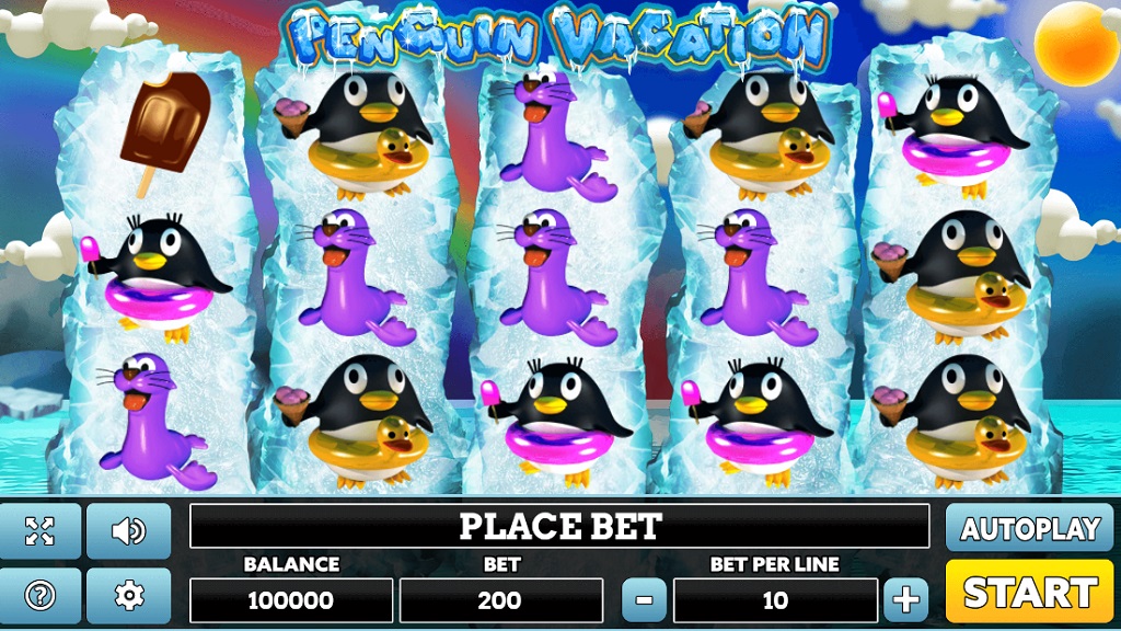 Screenshot of Penguin Vacation slot from PlayPearls
